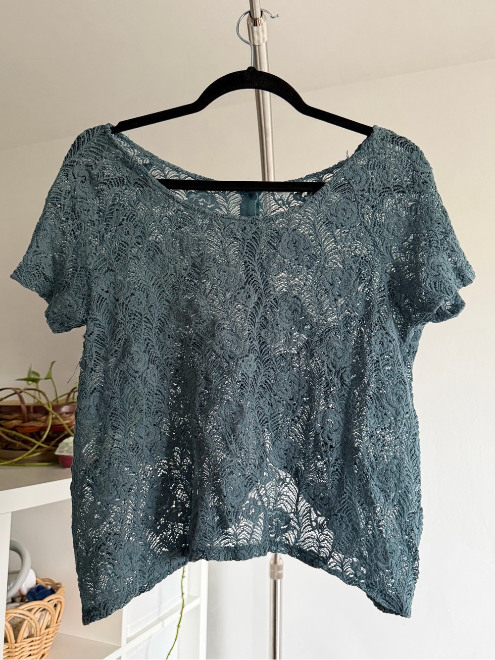 Kimchi Blue Teal Lace Short Sleeve Top